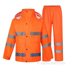 Combinaison de pluie résistante en polyester hautement réfléchissante